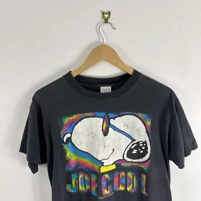 Buy Men’s Snoopy Peanuts Joe Cool 90’s Single Stitch Washed Grey Black T-Shirt Sz M • 35£