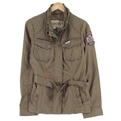 Buy Khujo Biker Style Belted Brown Jacket Womens Size L Large • 35.19£