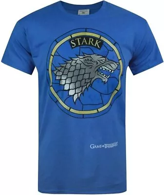 Buy Officially Licensed Game Of Thrones House Stark Window Blue Mens T-Shirt • 16.95£