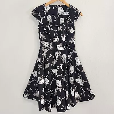 Buy Hell Bunny Vixen Dress Womens Small 50s Rockabilly Black Floral Grunge Cosplay  • 8.10£