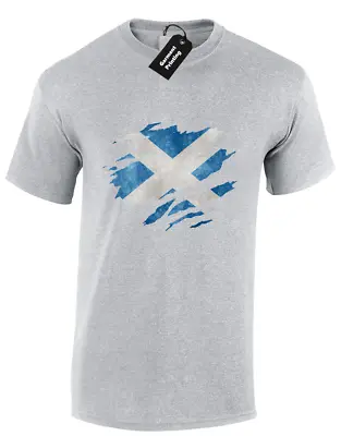 Buy Scotland Slashed Chest Flag Mens T-shirt Scottish Patriot Football Fan Gift Top • 7.99£