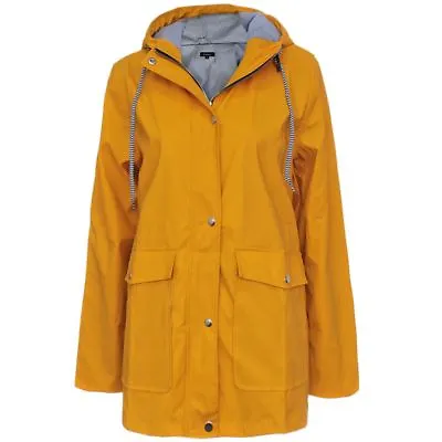 Buy Womens Ladies PU Coated Jacket Mac Shower Anorak Hooded Coats Festival Rain Coat • 19.99£