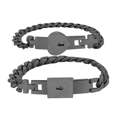Buy 2Pcs Stainless Steel Lover Heart Love Lock Key Bracelet Kit  Couple Jewelry Sets • 8.98£
