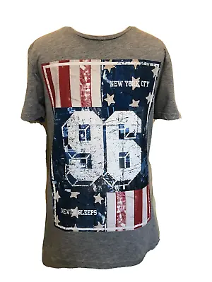 Buy Grey American Themed T-Shirt - New Look - Size S - New York City 96 • 1.50£