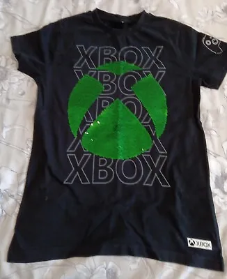 Buy Boys XBox T Shirt In Black With Green/silver Sequins Age 11 • 7£