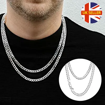 Buy 925 Sterling Silver Filled 4MM Wide Neck Link Curb Chain Necklace Unisex Jewelry • 4.99£