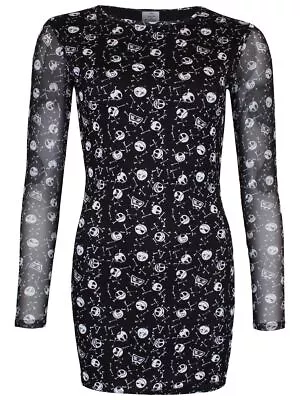 Buy The Nightmare Before Christmas NBX Dress AOP Skulls Mesh Women's Black • 33.99£