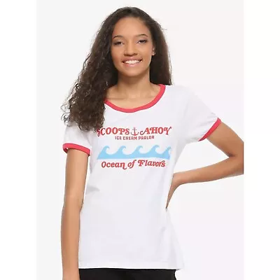 Buy Stranger Things Netflix Scoops Ahoy Ice Cream Girls Ringer T-Shirt Juniors LARGE • 18.48£