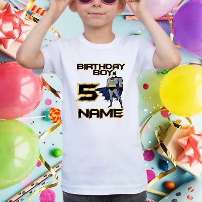 Buy Batman Personalised Kids Birthday Party Boy T-shirt Gift Any Name Number 3-14 • 9.99£