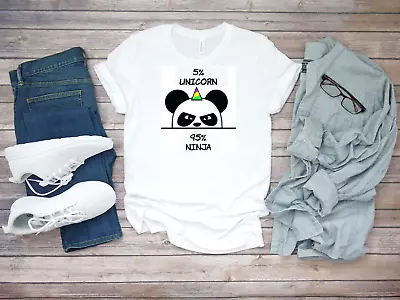 Buy 95 Ninja 5 Unicorn Panda For Men's Short Sleeve White T-Shirt K843 • 9.92£
