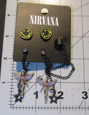 Buy NIRVANA Cuff Angel Smiley EARRING SET Merch Tour Nevermind • 18.89£