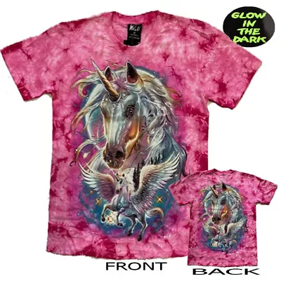 Buy Unisex Tye Dye Unicorn T-Shirt Both Side Print Glow In The Dark • 12.99£