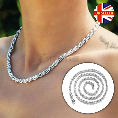 Buy 925 Sterling Silver Filled Link Chain Silver Twisted Rope 16  Necklace Jewelry • 4.99£