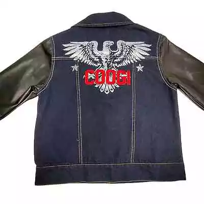 Buy Vintage 90s COOGI Kids Denim Faux Fur Leather Jeans Jacket Size 10 • 15.83£