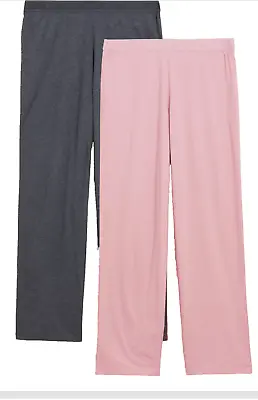 Buy M&S BODY Pink/Grey Or  Blue Mix 2 Pack Cotton Modal Cool Comfort Pyjama Bottoms • 12.99£