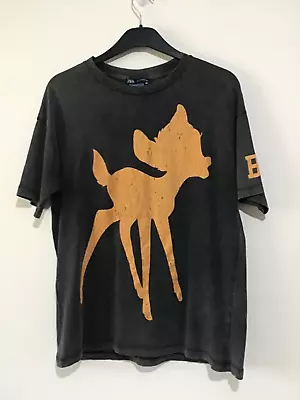 Buy ZARA Disney Classics Bambi Black T-shirt In Size Small • 14.99£