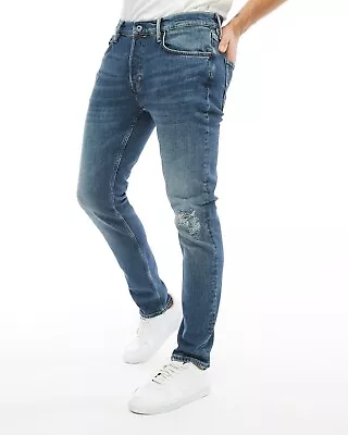 Buy All Saints Mens Rex Slim Fit Jeans Dirty Indigo Destroyed Stretch Denim • 59.99£