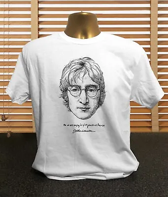 Buy John Lennon Give Peace A Chance With Signature - Men's John Lennon T Shirt • 14.99£