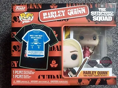 Buy New Funko POP Vinyl & Tee #1111 Harley Quinn Suicide Squad Large T-Shirt Diamond • 50£