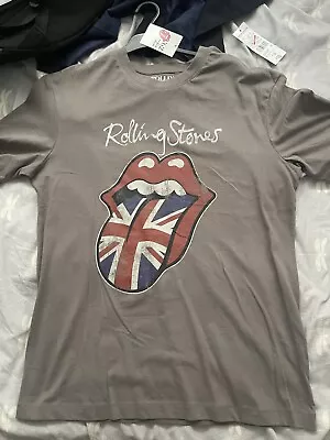 Buy The Rolling Stones - Lips & Union Jack T-shirt - New - Size Large - Grey Retro • 10£