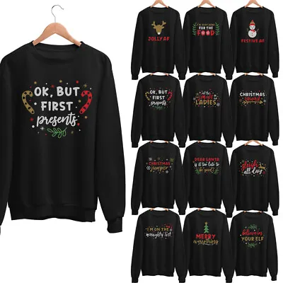 Buy Christmas Jumper Slogan Sweater Unisex Santa Black Novelty Funny Sweatshirt • 18.95£