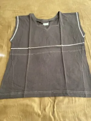 Buy Grey Cut Out V-neck Cotton Sleeveless Tank  Shirt - Size 14 • 5£
