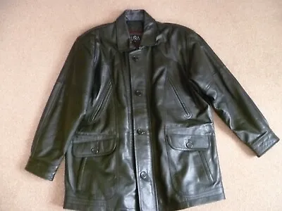 Buy Very Retro 80's Gents Leather Long Line Jacket With Pockets And Quilted Lining • 30£