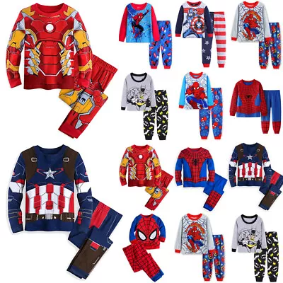 Buy Kids Boys SpiderMan Avengers Super Hero Pyjamas Nightwear Sleepwear Baby Pjs Set • 1.79£