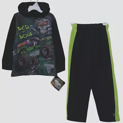 Buy Monster Jam Grave Digger Outfit Set Of 2 Hoodie Pullover & Fleece Pants Size 5-6 • 12.95£