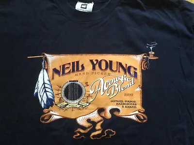 Buy Neil Young T-SHIRT Solo Acoustic Blend 1999 Tour  XL   VINTAGE • 94.49£
