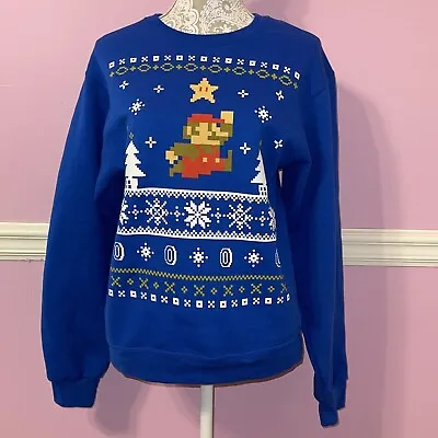 Buy Nintendo Super Mario Bros Party SNES Sweater Sweatshirt Shirt Top Holiday • 14.17£