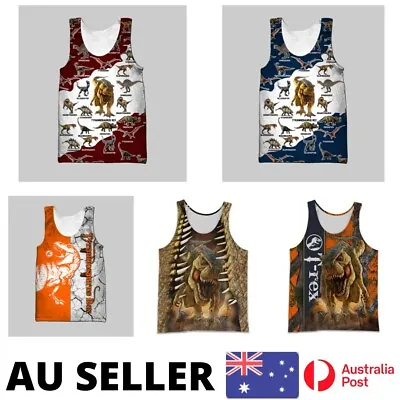 Buy Dinosaur Singlet Vest Jurassic Park Summer Gym Streetwear Harajuku - AU Stock • 21.66£