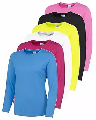 Buy Womens Ladies Breathable Plain Polyester Athletic Sports Long Sleeve T-Shirt • 8.99£