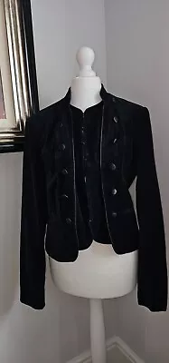 Buy NEW LOOK Black Velvet Jacket Steampunk Military GOTHIC  Size 14 • 19.99£
