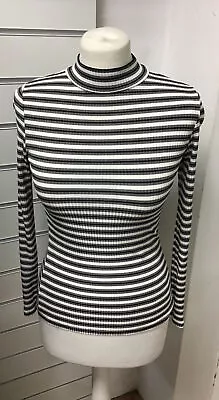 Buy Karen Millen Striped White And Grey Top Size 12 • 10£