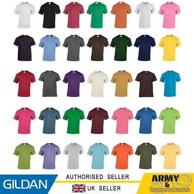 Buy Gildan Heavy Cotton Mens T-Shirt Unisex Short Sleeve Crew Neck Womens Tops • 6.25£