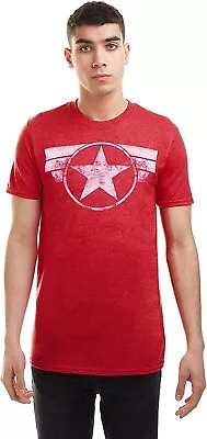 Buy Marvel Men's Captain America Cap Logo T Shirt, Antique Cherry Red, XXL UK • 7.99£