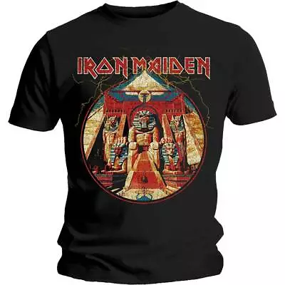 Buy Official Iron Maiden T Shirt Powerslave Lightning Circle Classic Rock Metal Tee • 16.28£