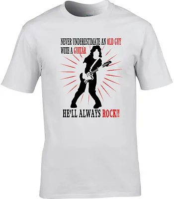 Buy Old Guy With A Guitar T-Shirt Guitarist Fathers Day Gift Rocker God Music Metal • 11.99£