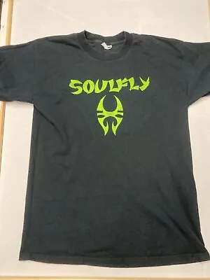 Buy SOULFLY – Vintage Soulfly Green Logo T Shirt –1998 Large Metal – Sepultura RARE • 60£