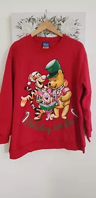 Buy Vtg 90s Winnie The Pooh Red “Holiday Wishes” Sweater POOH, TIGGER, PIGLET Wms 1X • 44.39£