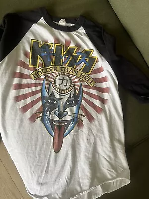 Buy Kiss Hotter Than Hell Baseball T Shirt • 20£