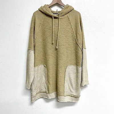 Buy Free People Women’s M Hooded Terrycloth Oversized Sweatshirt Pockets Mustard • 67.55£