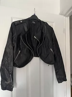 Buy Ladies Faux Black Leather Jacket Size Medium • 5£