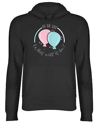 Buy He Or She What Will It Be Gender Reveal Mens Womens Hooded Top Hoodie Gift • 17.99£
