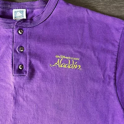 Buy RARE Size XL - 90s Vintage Disney Aladdin T Shirt Single Stitch Anvil Tag Purple • 68.89£