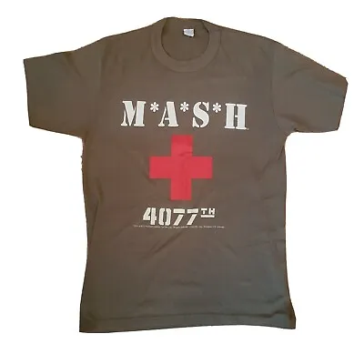 Buy MASH Shirt Adut Medium Khaki Green Graphic Print Single Stitch 20th Fox 1972 VTG • 25£