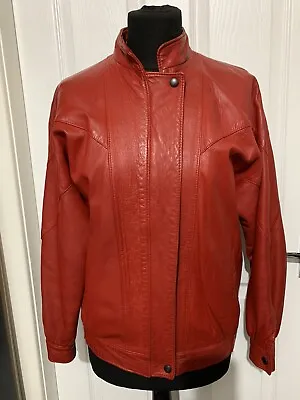 Buy Vintage St Michaels Red Leather Jacket Size UK 10 • 45£