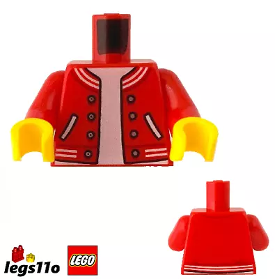 Buy LEGO Minifigure Torso Body - Red Baseball College Letterman Jacket & T-Shirt NEW • 3.49£