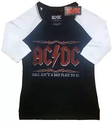 Buy Ac/dc Ladies Raglan T-shirt: Hell Ain't A Bad Place Size Xxl Black White New • 16.79£